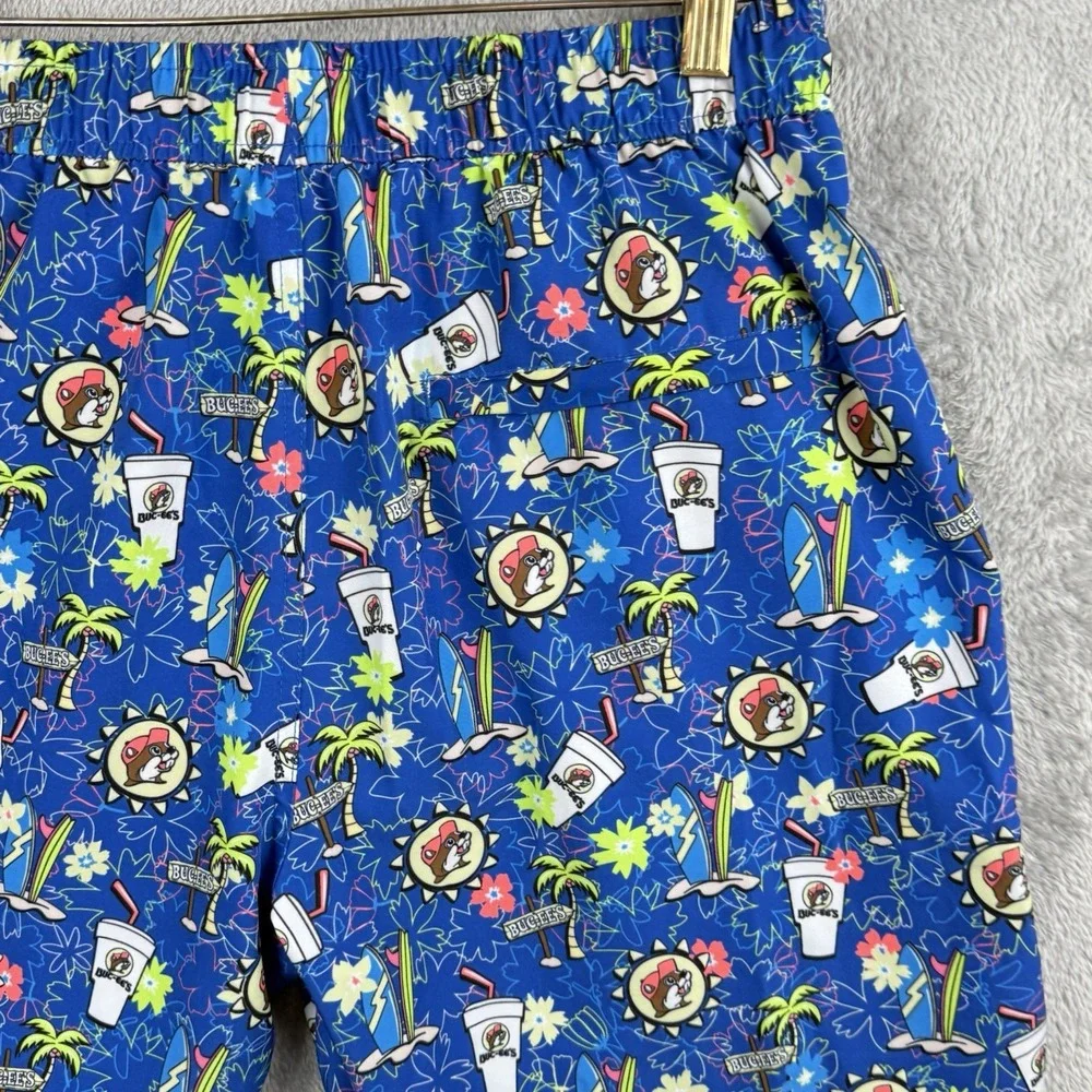 Bucees Tropical Palm Trees Surf‎ Beach Resort Graphic Mens M Swimwear Pool